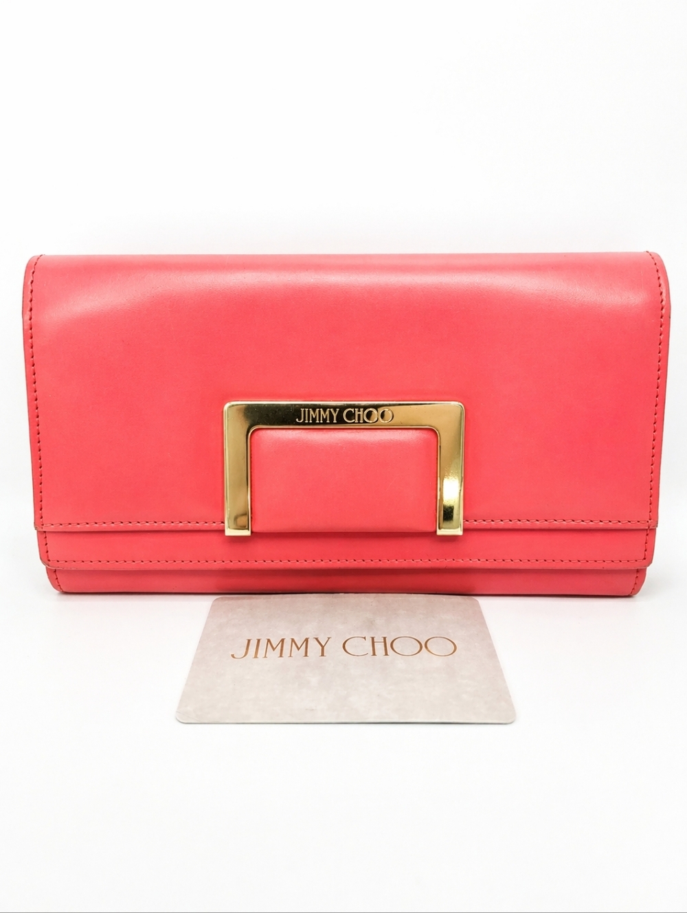 Jimmy Choo Coral Clutch with Gold Accent